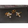 Сережки гвоздики Xuping Jewelry хрестики з камінцями на кінцях 1.2 см золотисті