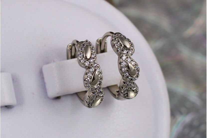 Сережки кільця Хuping Jewelry тріо 1.6 см сріблясті