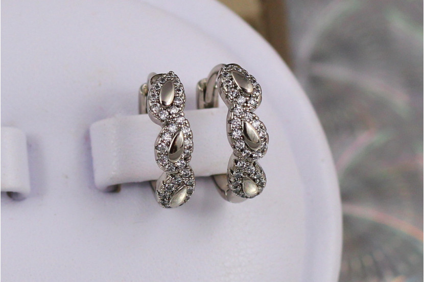 Сережки кільця Хuping Jewelry тріо 1.6 см сріблясті