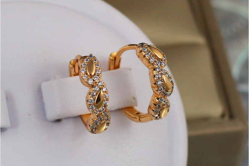 Сережки кільця Хuping Jewelry тріо 1.6 см золотисті