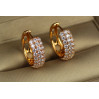 Сережки кільця Хuping Jewelry опуклі з камінням ззаду дірочки 1.8 см золотисті