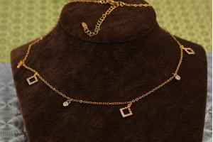 Ціпка Xuping Jewelry з підвісочками ромбики 45 см домішка ланцюга 5 см золотистий