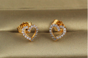 Сережки гвоздики Xuping Jewelry серце кому 9 мм золотисті