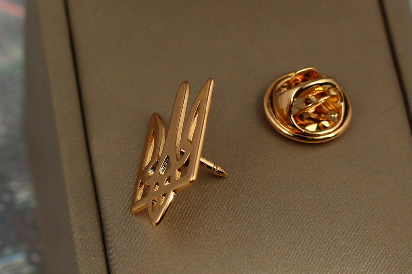 Брошка Xuping Jewelry герб тризуб 2,2 см золотиста