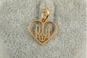 Кулон Xuping Jewelry герб тризуб у серці 1.5 см золотистий