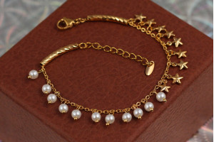 Браслет Xuping Jewelry конфітюр із перлинами 17 см 10 мм золотистий