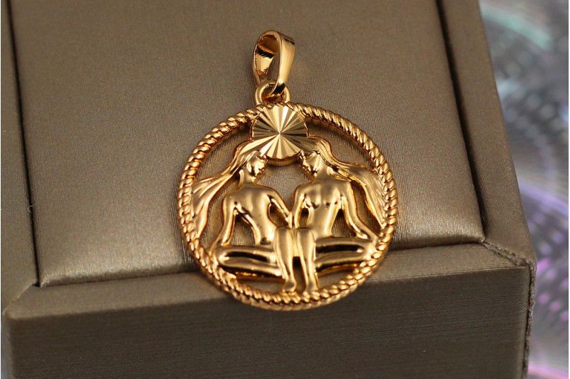 Кулон зодіак Xuping Jewelry близнюки в кільці 2.1 см золотистий