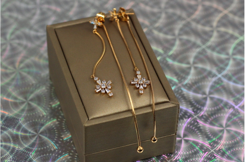 Сережки гвоздики Xuping Jewelry троянда вітрів 9 см золотисті