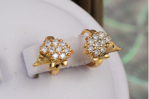 Сережки дитячі Xuping Jewelry їжачки 10 мм золотисті