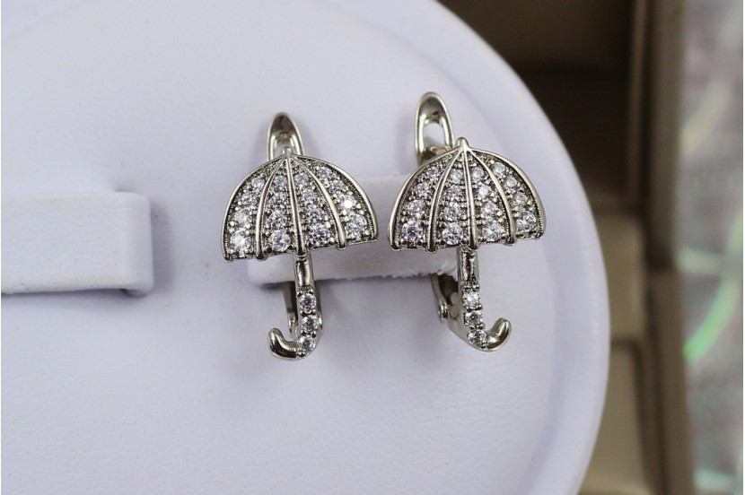 Сережки Xuping Jewelry парасолька 1.6 см сріблясті