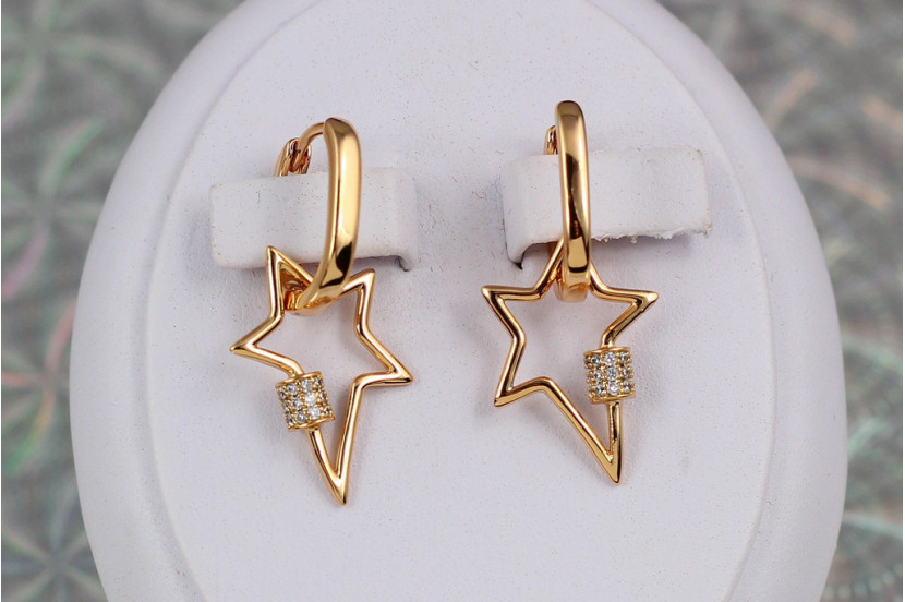 Сережки Xuping Jewelry підвіски знімні зірки 3.3 см золотисті