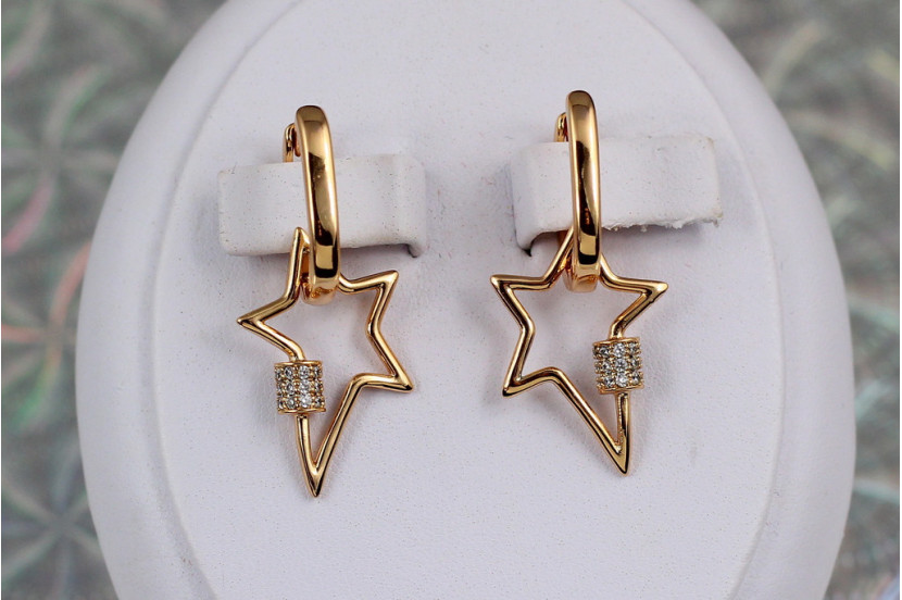 Сережки Xuping Jewelry підвіски знімні зірки 3.3 см золотисті