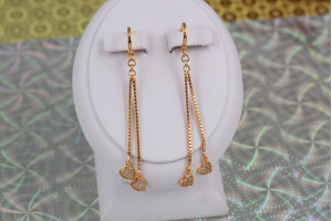 Сережки Xuping Jewelry підвіски два серця 6.2 см золотисті