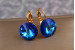 Сережки Xuping Jewelry сині камені Сваровскі 2 см золотисті