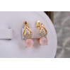 Сережки Xuping Jewelry королева вишенька імітація рожевого кварцу 1.5 см золотисті