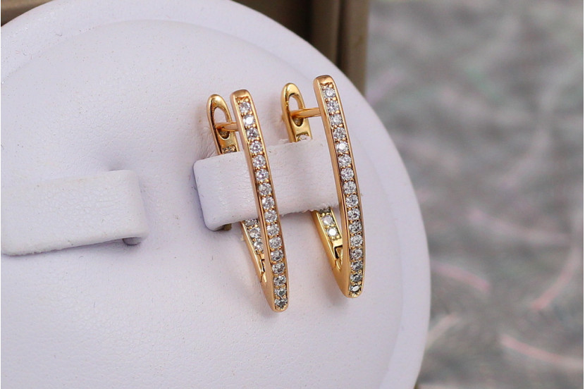 Сережки Xuping Jewelry стріла з камінцями на передній і задній стінці 2.4 см золотисті