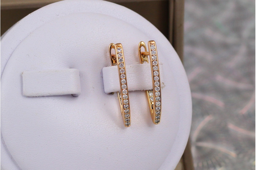 Сережки Xuping Jewelry стріла з камінцями на передній і задній стінці 2.4 см золотисті