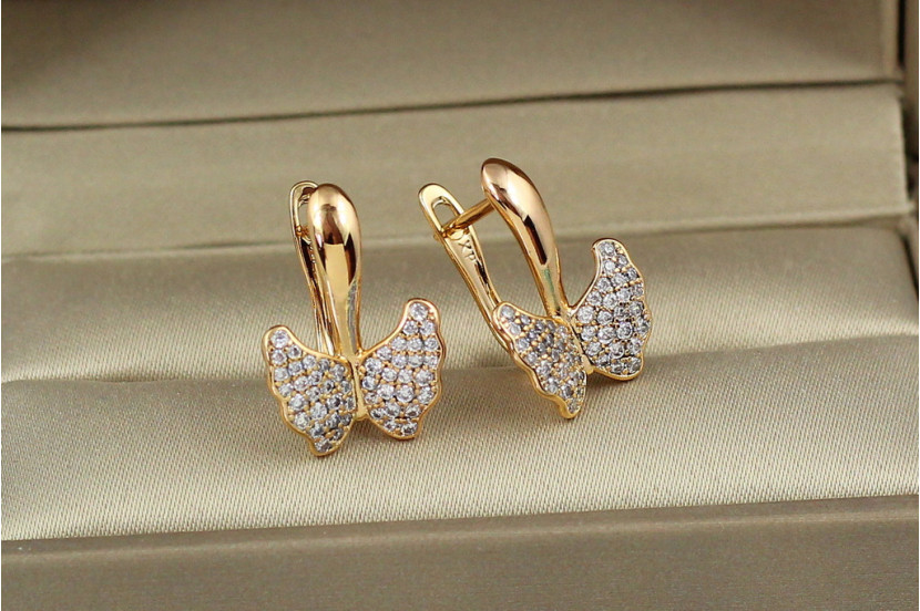 Сережки Xuping Jewelry неповторний метелик 1.8 см золотисті