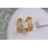 Сережки Xuping Jewelry з грецьким візерунком бортики з камінців 1.9 см золотисті