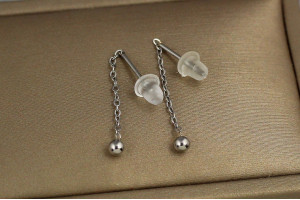 Сережки протяжки Xuping Jewelry кулька 3 мм на цепочці 2.5 см сріблясті