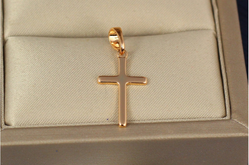 Хрестик Xuping Jewelry тонкий гладкий 2 см золотистий