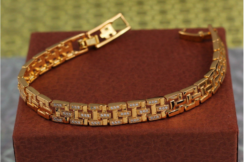 Браслет Xuping Jewelry щільна сітка 17 см 8 мм золотистий