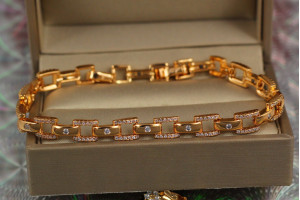 Браслет Xuping Jewelry краплі на склі 19 см 6 мм золотистий