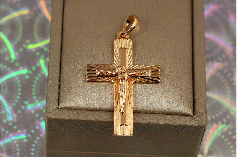 Хрестик Xuping Jewelry Іісус в променях 3.5 см золотистий