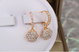 Сережки Xuping Jewelry підвіски стільники 2.5 см золотисті
