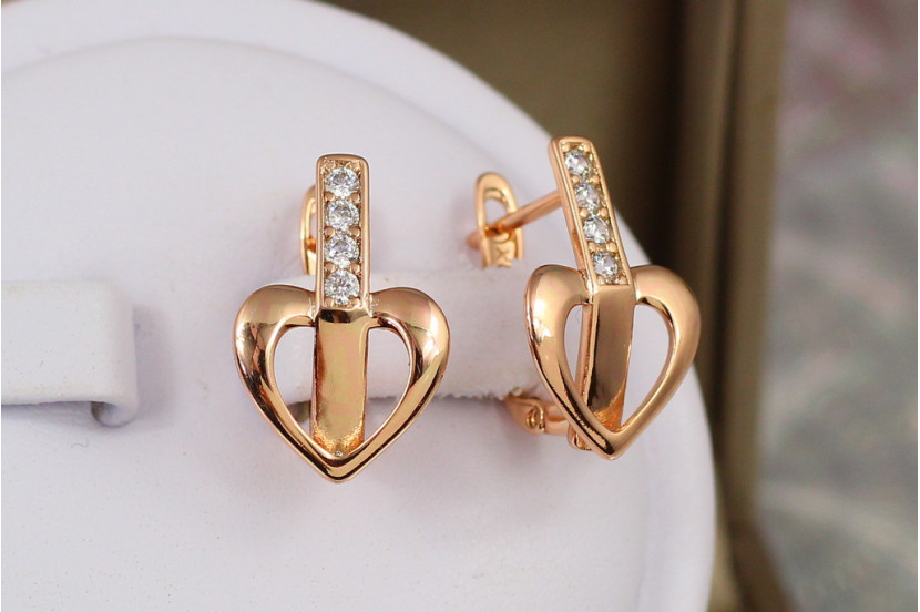 Сережки Xuping Jewelry сердечка черва 1.8 см золотисті