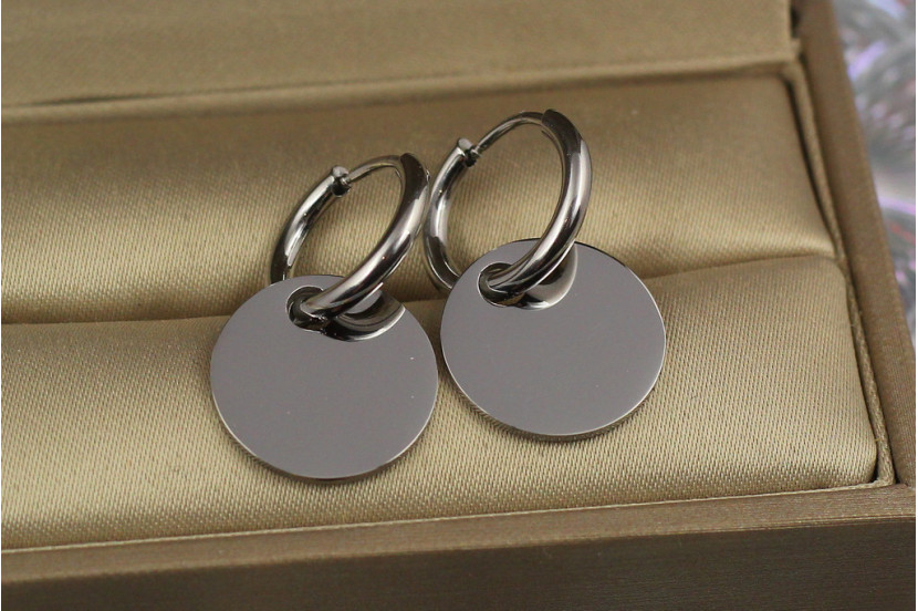 Сережки Xuping Jewelry кругла пластина на кільці 2.5 см сріблясті