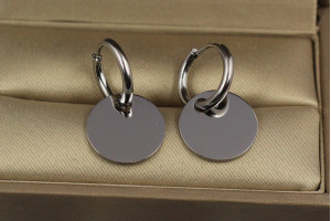 Сережки Xuping Jewelry кругла пластина на кільці 2.5 см сріблясті