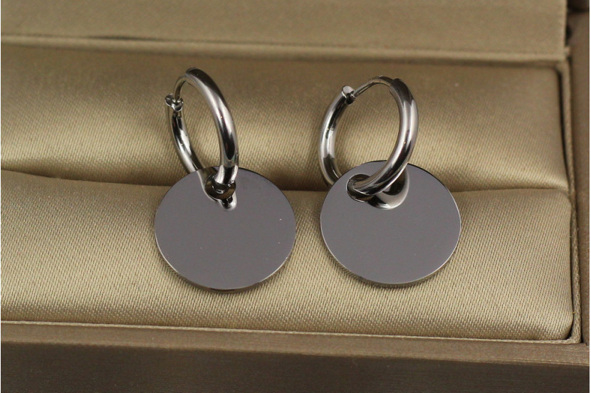 Сережки Xuping Jewelry кругла пластина на кільці 2.5 см сріблясті