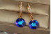 Сережки Xuping Jewelry підвіски синій круглий камінь хамелеони 3.5 см золотисті