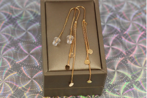 Сережки протяжки Xuping Jewelry дзвін монет 7.7 см золотисті