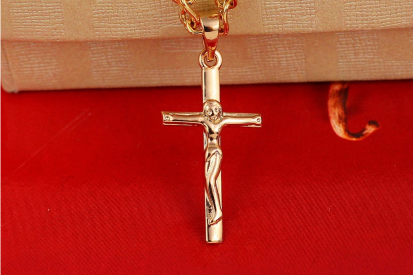 Хрестик Xuping Jewelry строгий стиль рівні краї 2,4 см золотистий