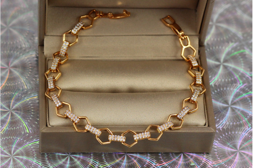 Браслет Xuping Jewelry гексагон 19 см 8 мм золотистий