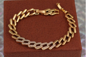 Браслет Xuping Jewelry косий кордон 17 см 9 мм золотистий