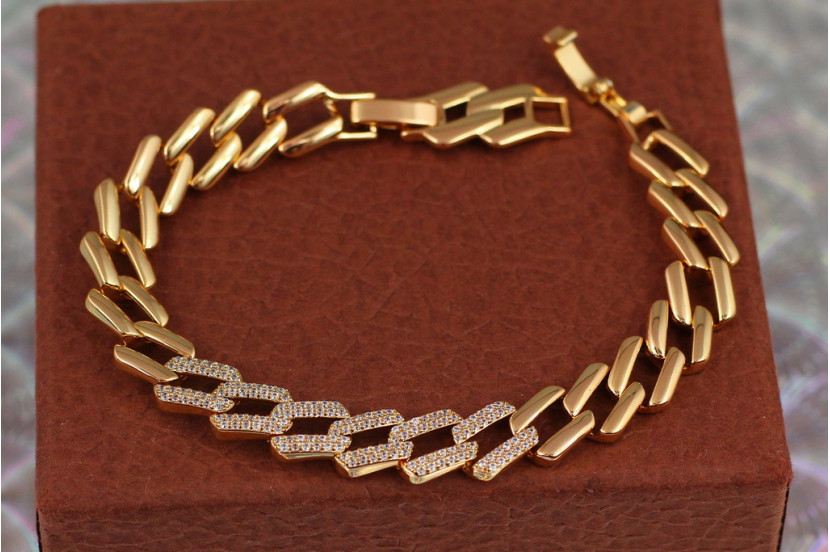 Браслет Xuping Jewelry косий кордон 17 см 9 мм золотистий