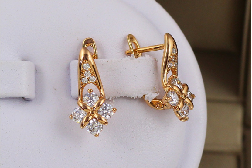 Сережки Xuping Jewelry ромб Кавайї 1.7 см золотисті