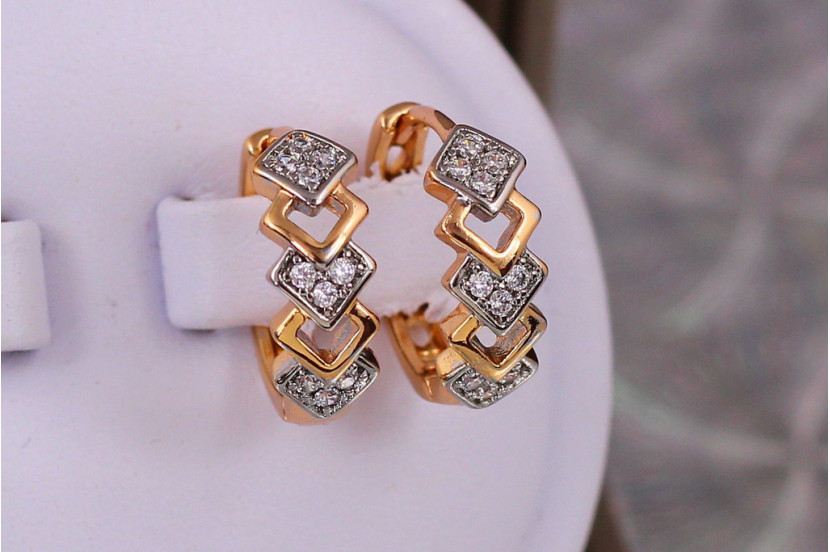 Сережки Xuping Jewelry танець ромбів із родієм 1.6 см золотисті