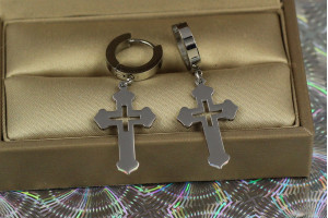 Сережки підвіски Xuping Jewelry хрестики 4 см сріблясті