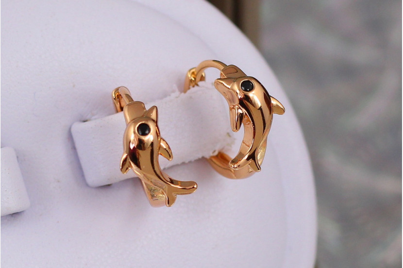 Сережки Xuping Jewelry дельфінчик 1,3 см золотисті