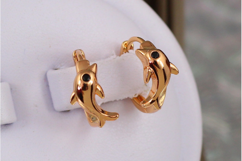 Сережки Xuping Jewelry дельфінчик 1,3 см золотисті