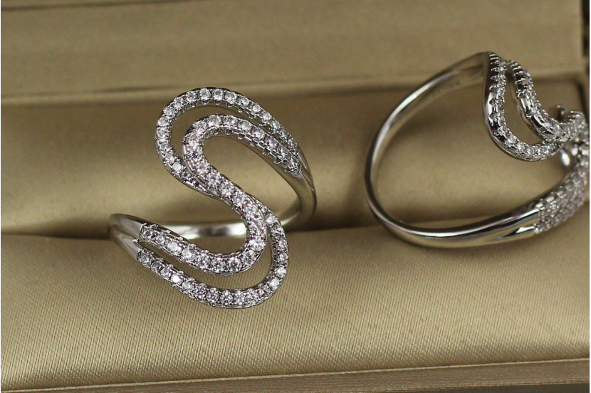 Кільце Xuping Jewelry подвійний зигзаг нахлистом р 20 сріблясте