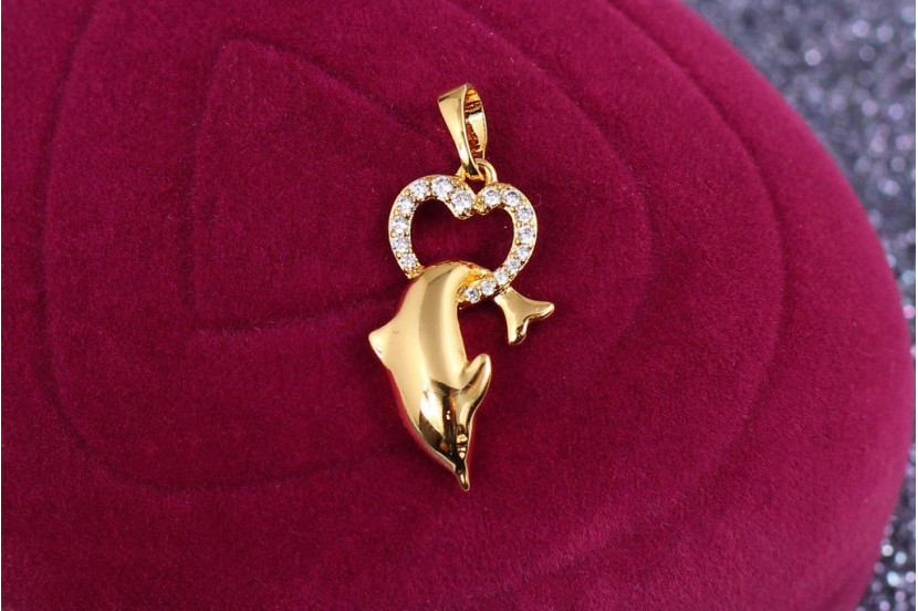 Кулон Xuping Jewelry дельфін у серці 2.2 см золотистий
