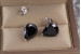 Сережки гвоздики Xuping Jewelry чорний фіаніт у формі краплі 1.3 см сріблясті