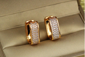 Сережки Xuping Jewelry квадратні кільця 1.8 см золоті