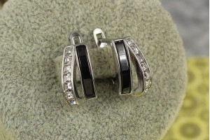 Сережки Xuping Jewelry вітрил білий камінь з керамікою 1.5 см сріблясті