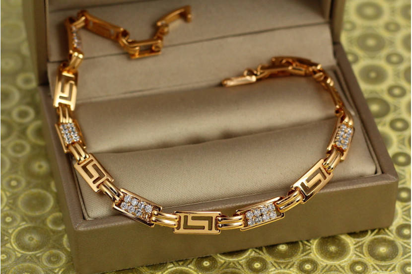 Браслет Xuping Jewelry грецькі з фіанітами 20 см 6 мм золотистий